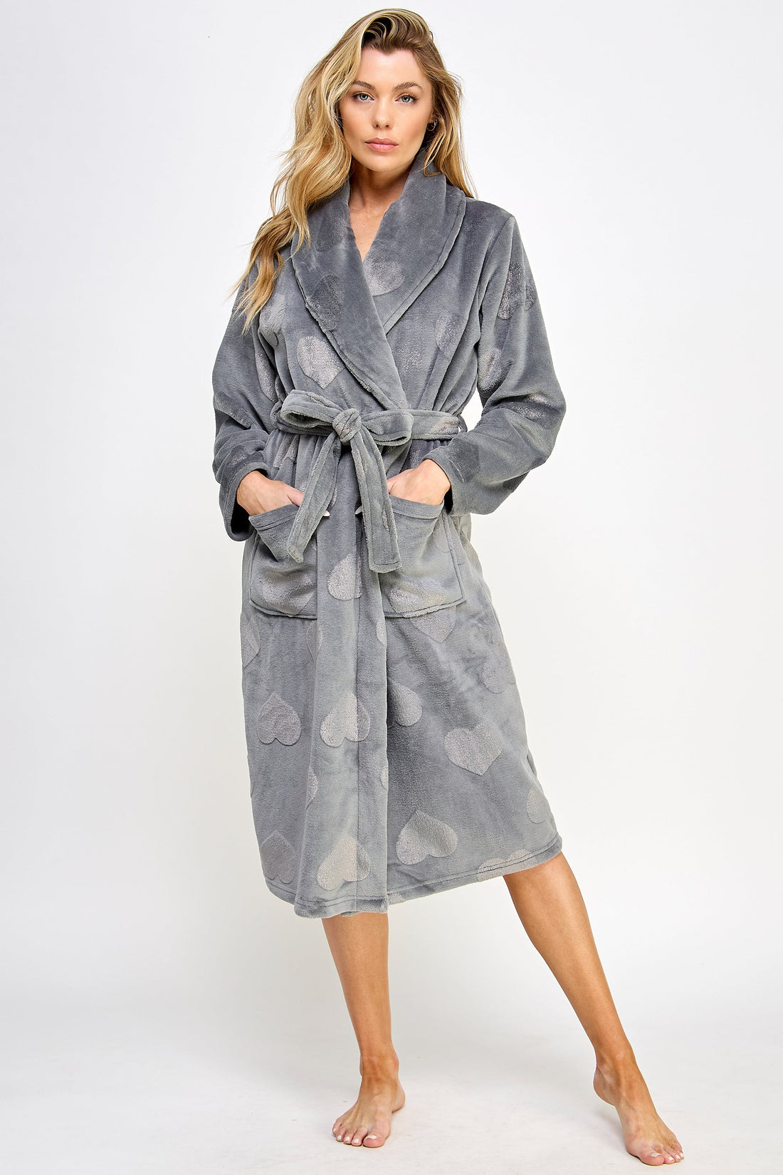 BeWicked Heart Plush Beverly Robe Slate Gray