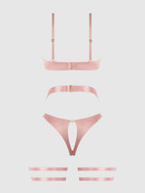 Helena Lace Bra, Garter & Open Back Hipster Set