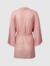 House of Desire Queen Short Robe Satin & Lace Back Helena Powder Pink