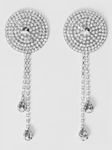 Rhinestone Cone & Dangle Nipple Covers Burlesque Silver