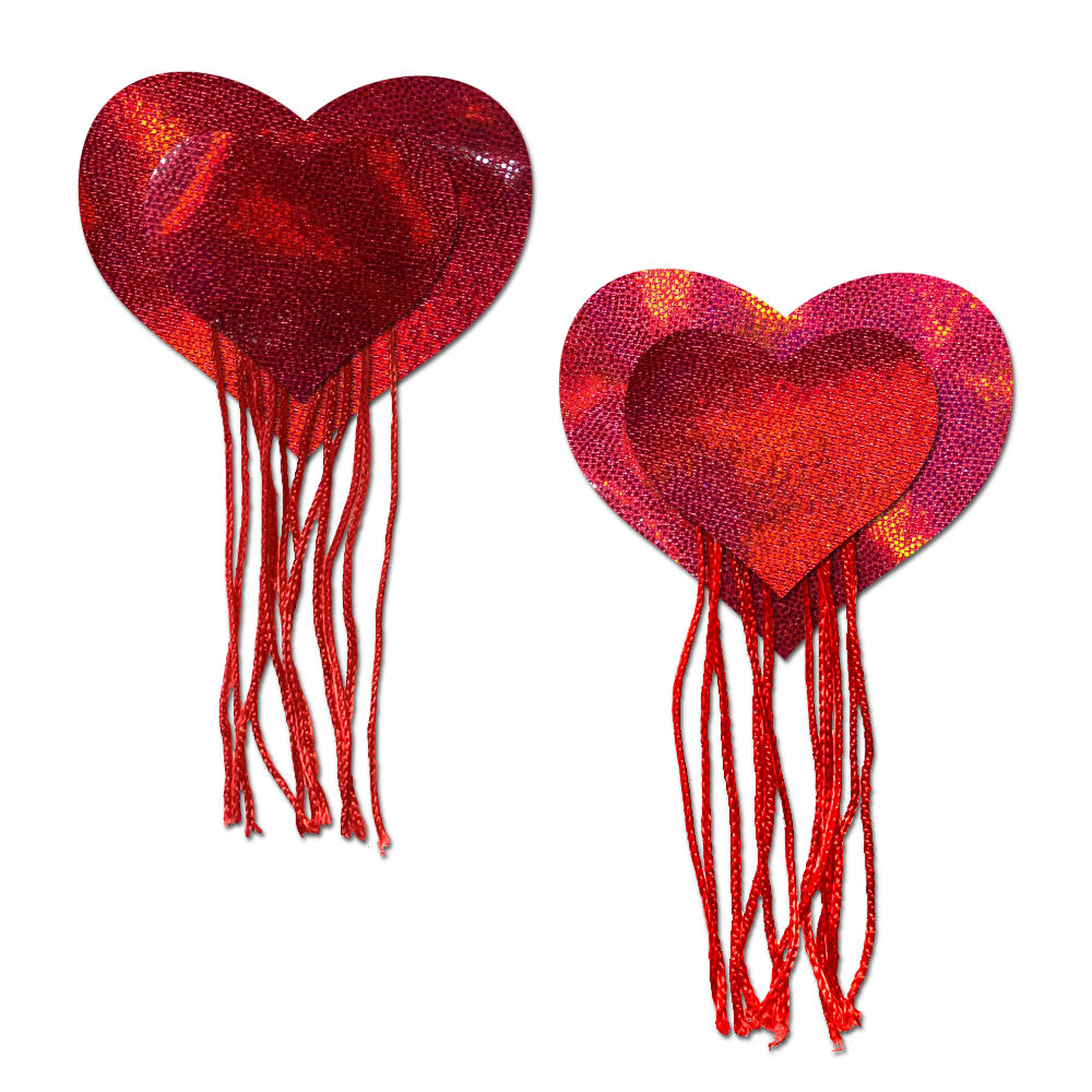 Pastease Tassel Holographic Heart - Red