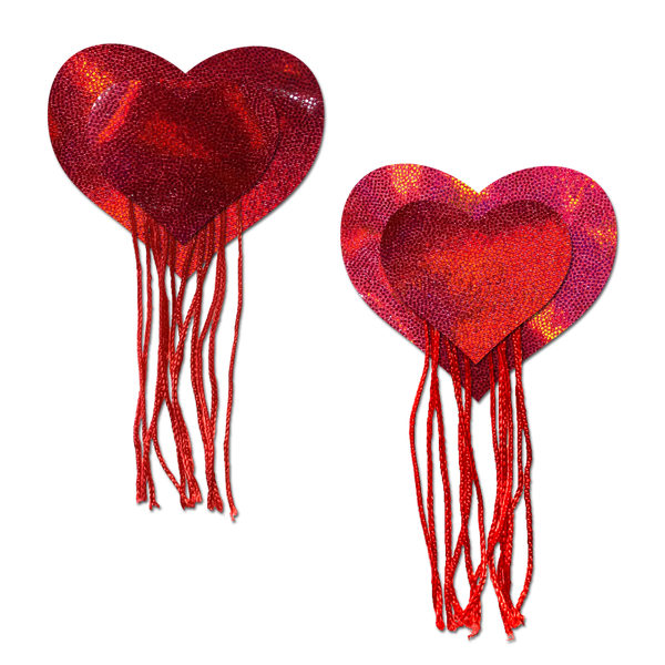 Pastease Tassel Holographic Heart - Red
