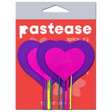 Pastease Hearts w/Fringe Rainbow Tassels - Neon Pink/Purple