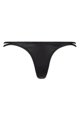 Sensual Axami Hypnotize G-String Thong in silky black matte latex, designed for a stunning, sophisticated look.