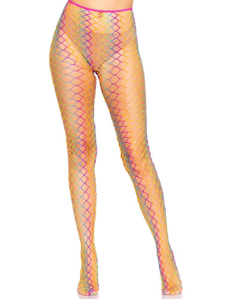 Leg Avenue Ombre Rainbow Woven Net Tights - One Size - Rainbow