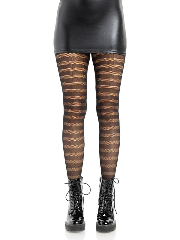 "Cosima Striped Net Tights - Os - Black LA-9917BKOS"
