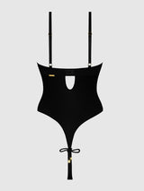 House of Desire Queen Iryna Silky Micro & Rope Crotchless Teddy Black