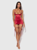 Iryna Silky Micro & Rope Open Back Chemise Set