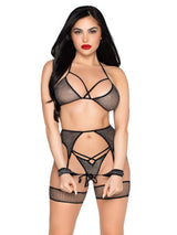 Leg Avenue 4pc All Tied Up Shimmer Bra and Panty Set