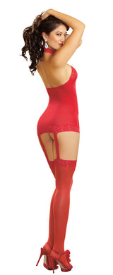 Dreamgirl Sheer Garter Dress - One Size - Red
