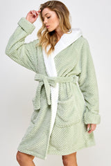 BeWicked Jacquard Bailey Hooded Robe Mint Green