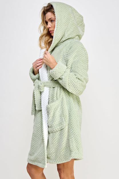 BeWicked Jacquard Bailey Hooded Robe Mint Green
