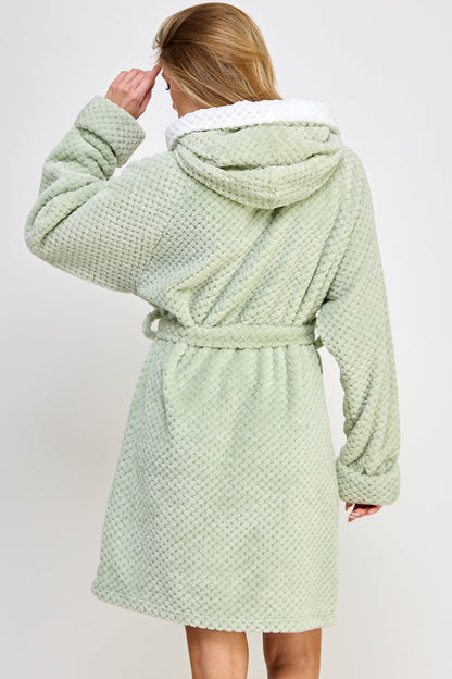 BeWicked Jacquard Bailey Hooded Robe Mint Green