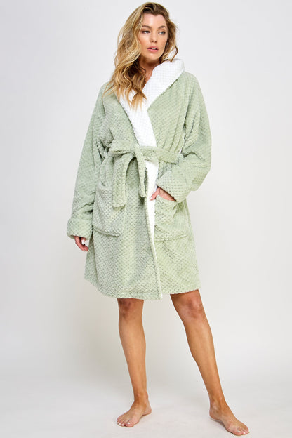 BeWicked Jacquard Bailey Hooded Robe Mint Green