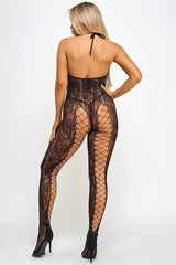 BeWicked Jasmine Bodystocking Black Floral Lace