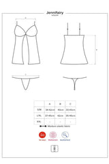 Jennifairy Lace Babydoll size chart with measurements for S/M, L/XL, and XXL in cm.
