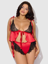 House of Desire Queen Jocelyn Drop-Off Cami & Shortie Sleep Set Red