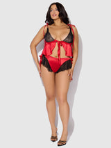 House of Desire Queen Jocelyn Drop-Off Cami & Shortie Sleep Set Red