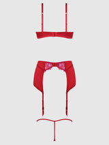 Jocelyn Lace & Satin Demi Bra Half Skirt & G-String Bra Set