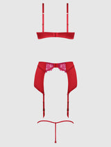 House of Desire Queen Jocelyn Lace & Satin Demi Bra Half Skirt & G-String Bra Set