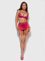 Jocelyn Lace & Satin Demi Bra Half Skirt & G-String Bra Set