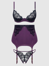 Jocelyn Lace & Satin Demi Bra Half Skirt & G-String Bra Set