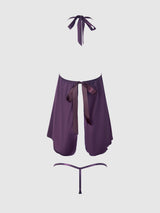 House of Desire Queen Jocelyn Lace & Satin Drop Off Babydoll Set Purple