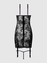 Jocelyn Lace & Satin Garter Chemise & G-String Set