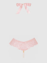 Jocelyn Satin & Lace Drop Off Crotchless Teddy Light Pink