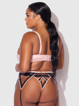 House of Desire Queen Jocelyn Satin & Lace Garter Push-Up Bra Set Pink