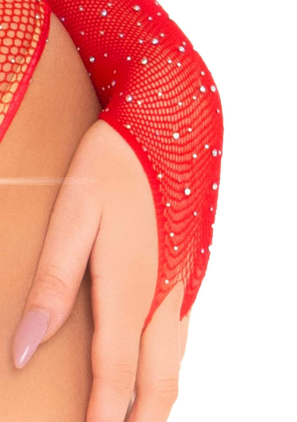 Leg Avenue Rhinestone Bodysuit - One Size - Red