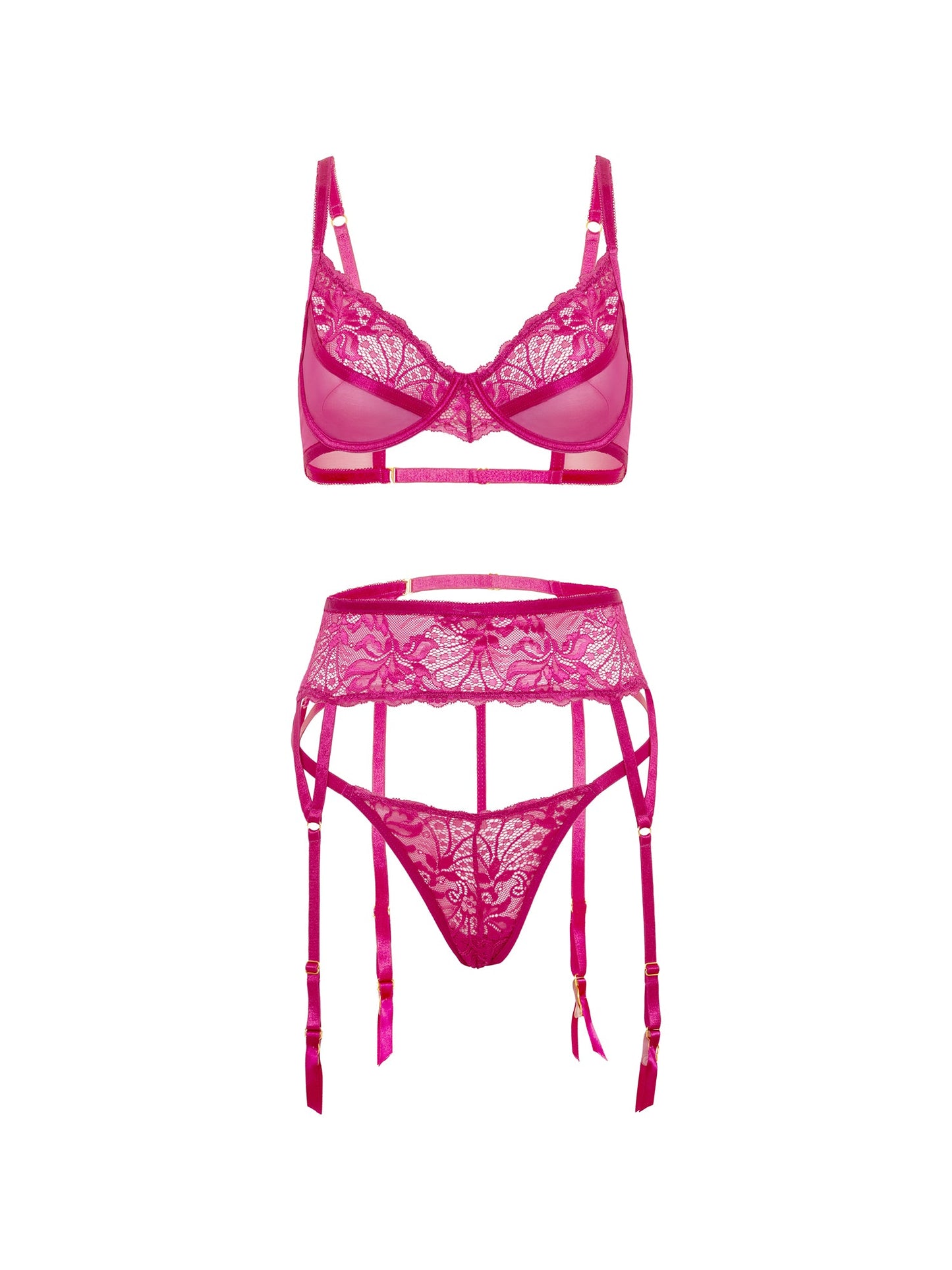 Oh la la Cheri Julia Lace & Mesh Gartered Bra Set