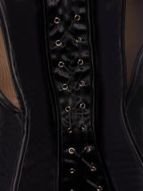 Juliet Satin & Mesh Plunge Underwire Corset Black