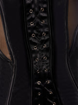 House of Desire Queen Juliet Satin & Mesh Plunge Underwire Corset Black