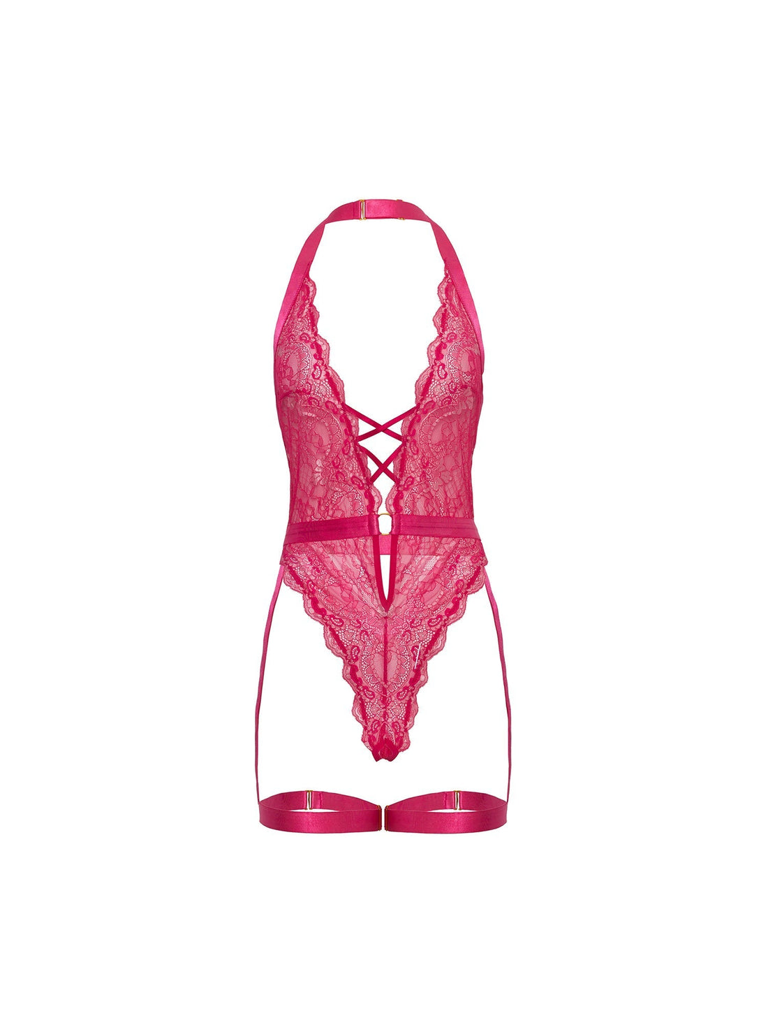 Oh la la Cheri Kahlia Lace Teddy Gartered Pink Yarrow