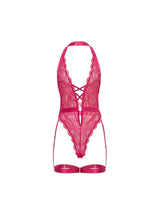 Kahlia Lace Teddy Gartered Pink Yarrow
