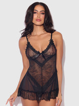 Kiki Lace Babydoll Set Black