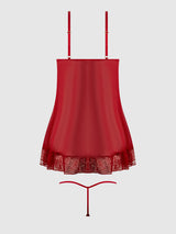Kiki Lace Babydoll Set Crimson Red