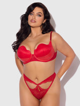 House of Desire Kiki Lace & Faux Leather Director's Cut Bra Set Barbados