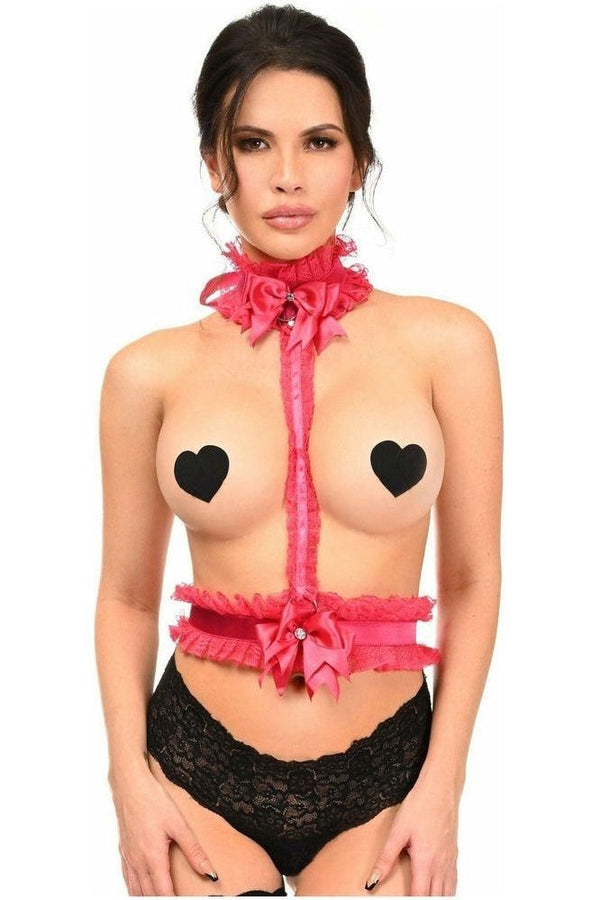 Daisy Corsets Kitten Collection Fuchsia/Fuchsia Lace Single Strap Body Harness