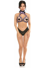 Kitten Collection Lavender/Black Lace Bra Top Body Harness - Daisy Corsets