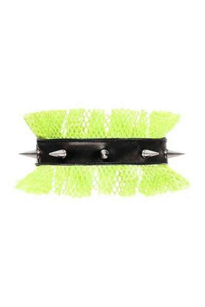 Kitten Collection Neon Green/Black Fishnet Spike Choker - Daisy Corsets