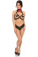 Kitten Collection Red Roses Satin Triangle Top Body Harness - Daisy Corsets