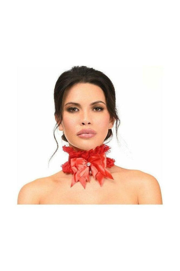 Daisy Corsets Kitten Collection Red/Red Lace Choker