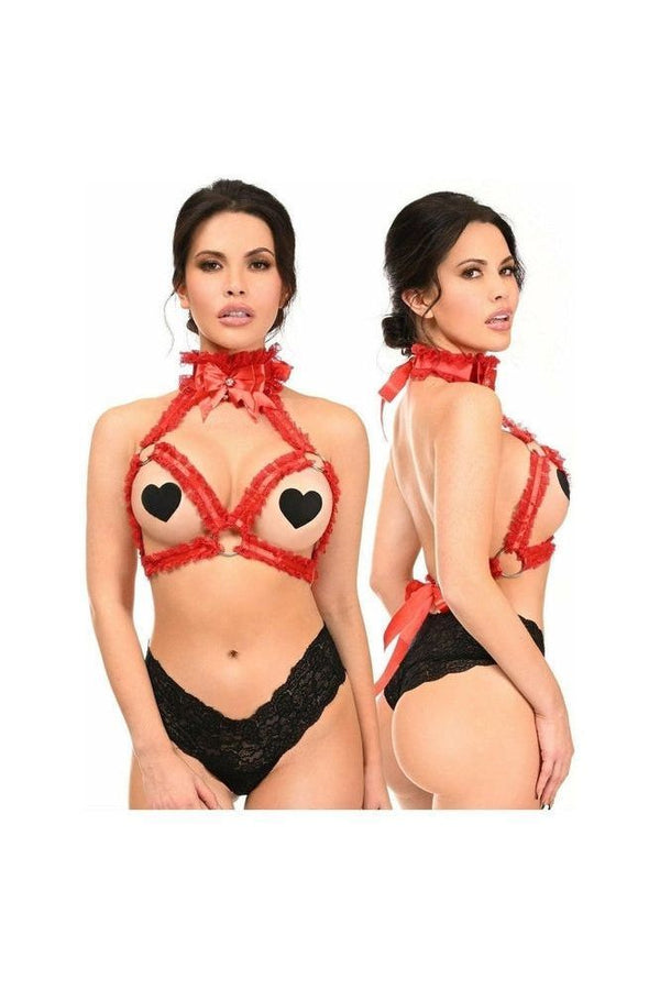 Daisy Corsets Kitten Collection Red/Red Triangle Top Body Harness