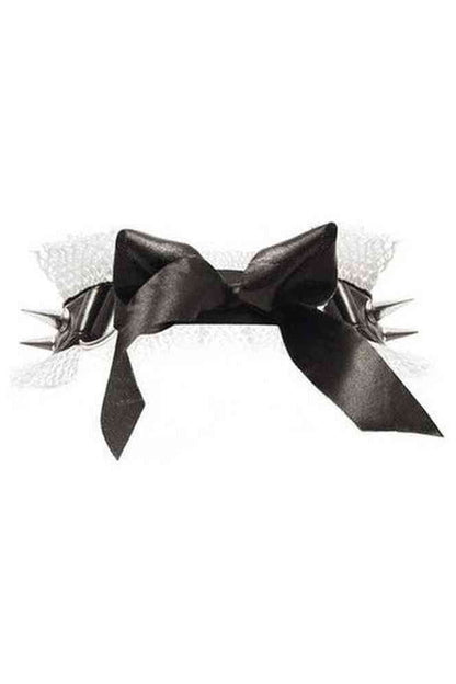 Kitten Collection White/Black Fishnet Spike Choker - Daisy Corsets