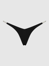 Krystal Clear Side Slider Thong Black