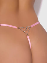 House of Desire Krystal Rhinestone Net Back G-String Bubblegum Pink