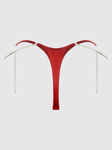 Krystal Rhinestone & Side Slider Thong Red