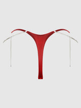 House of Desire Queen Krystal Rhinestone & Side Slider Thong Red